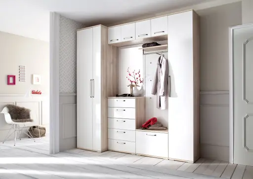 Garderobe - Eiche Dekor, Weiß