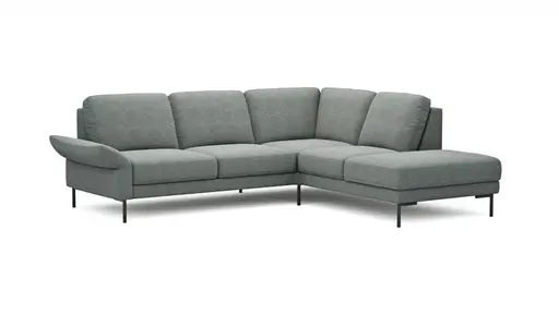 Ecksofa Rockport A - 2,5-Sitzer mit Ecke rechts inkl. Armlehne klappbar, Stoff, Eisblau