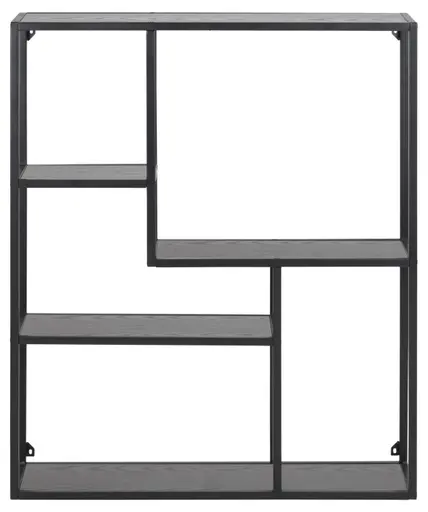 Wandregal - Esche Schwarz, Metall schwarz