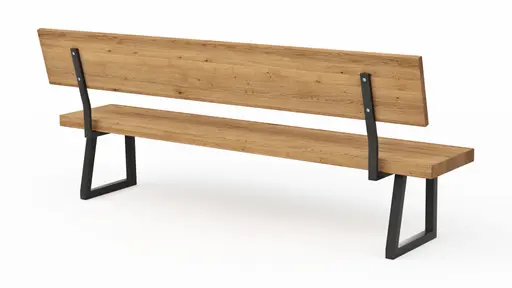 Holzbank Clifton - mit Rückenlehne, Breite ca. 220cm, Zerreiche massiv, natur