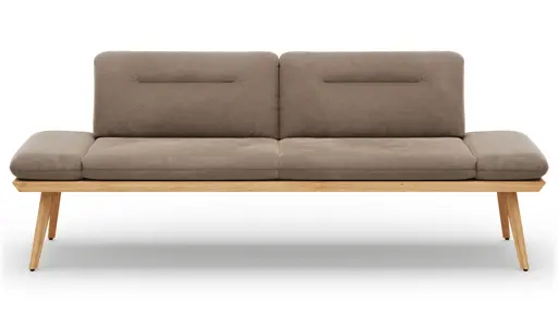 Bank Kamari - Breite ca. 228cm, Seitenteile verstellbar, Stoff, Schlamm