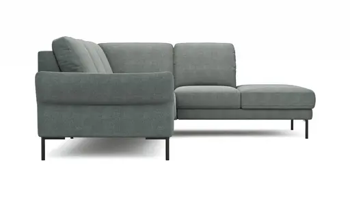 Ecksofa Rockport A - 2,5-Sitzer mit Ecke rechts, inkl. Sitzauszug (motorisch) und Armlehne klappbar, Stoff, Eisblau