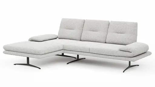 Ecksofa Lucero 2.0 - Longchair mit 2-Sitzer rechts inkl. Sitztiefenverstellung, Drehsitz und Sitztiefe verstellbar, Stoff, Offwhite