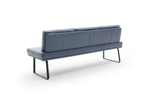 Bank Valloni - B ca. 221 cm, mit Rückenlehne, Leder, Hellblau