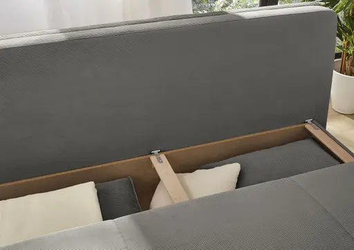 Schlafsofa - 2-Sitzer inkl. Schlaffunktion mit Bettkasten, Stoff, Grau 