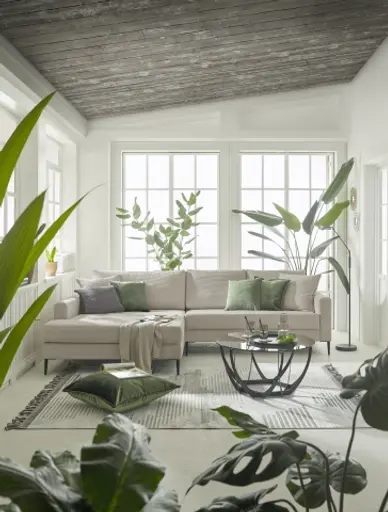 Ecksofa-  Ecke links, 3-Sitzer, Stoff, Rosa