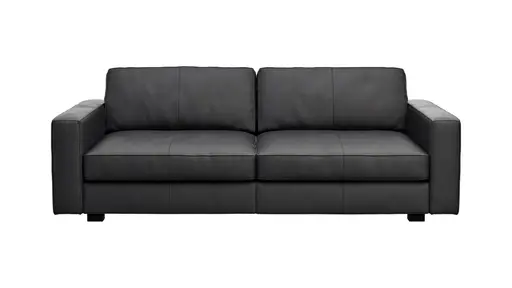 Sofa Aprino 2 - 3,5-Sitzer XL, Dickleder, Schwarz , Armlehne Block schmal