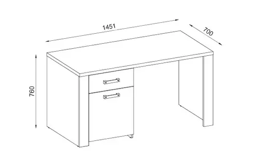 Schreibtisch - LB ca. 145x70 cm, Eiche Dekor, Graphit