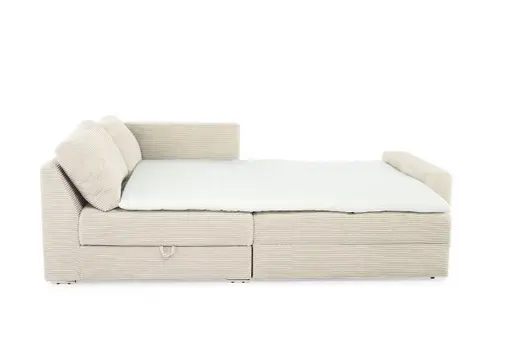 Ecksofa JANIS - 2,5-Sitzer, Ecke rechts inkl. Schlaffunktion, Stoff, Beige