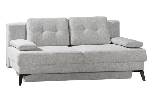 Querschläfer - Schlaffunktion mit Bettkasten, Stoff, Hellgrau