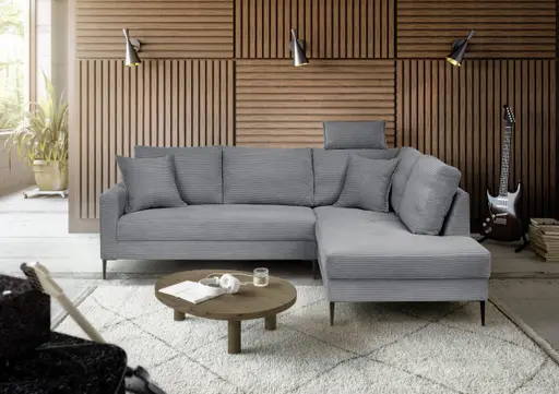 Ecksofa - 3-Sitzer, Ecke rechts, Stoff, Grau