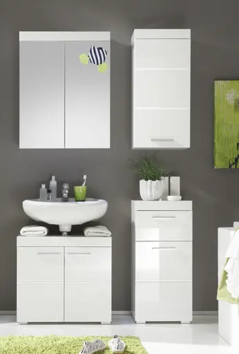 Kommode - B ca. 37 cm, Weiß, Weiß Hochglanz