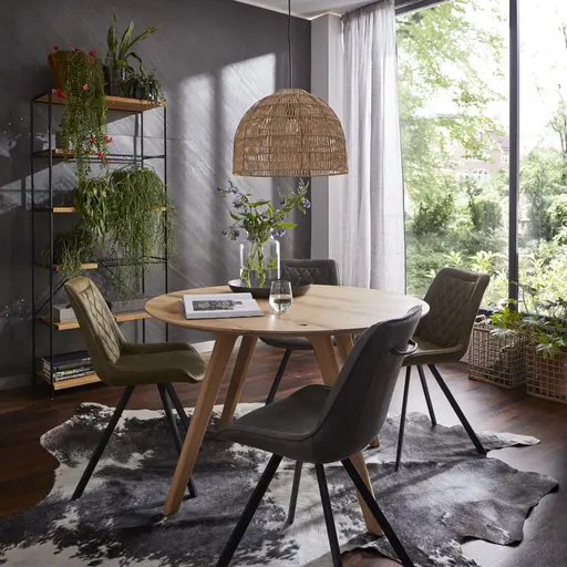 Esstisch Phoenix - LBH ca. 140x140x75 cm, Eiche massiv, Bianco geölt, rund