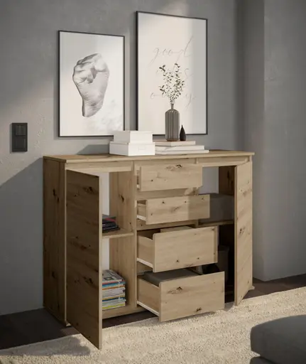 Kommode - B ca. 119 cm, Artisan Eiche Nachbildung