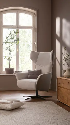 Drehsessel Houston Relax - Größe M, inkl. Relaxfunktion + Gasdruckfeder, Stoff, außen Taupe/innen Natur