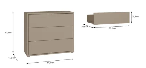 Kommode FAID- B ca. 95 cm, Taupe