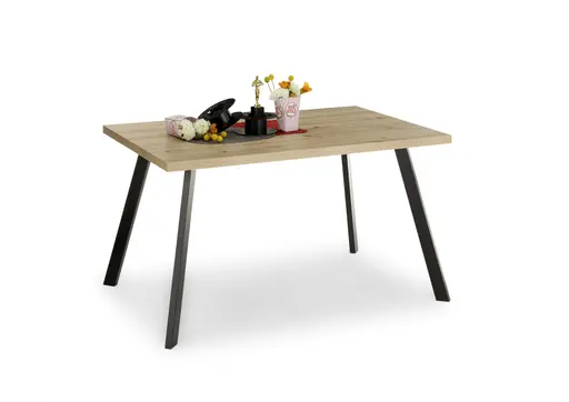 Esstisch - LB ca. 140x90 cm, Asteiche, Schwarz