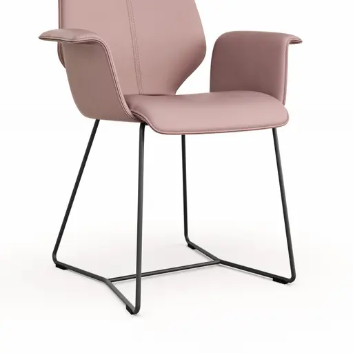 Armlehnstuhl Penthouse - Leder, Mauve, Kufen, Anthrazit