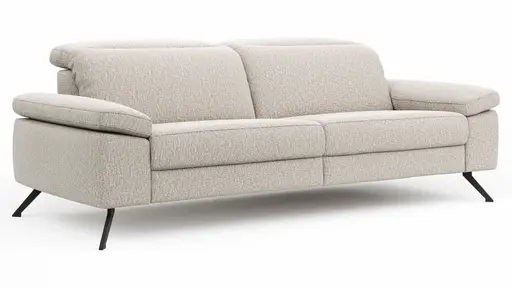 Sofa Rafaela 2.0 - 3-Sitzer inkl. Kopfteil verstellbar, Stoff, Champagner
