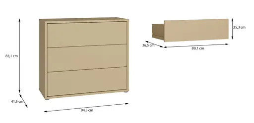 Kommode FAID- B ca. 95 cm, Gelb