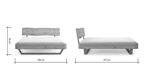 Bettgestell 1660 - Liegefläche ca. 180x200 cm, Wildeiche geölt, sandgestrahlt