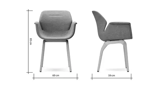Armlehnstuhl Tooon - Stoff Grau, Gestell Holz