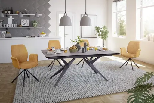 Esstisch MICHELA - ausziehbar, LB ca. 95x180 cm, Keramik, Dunkelgrau