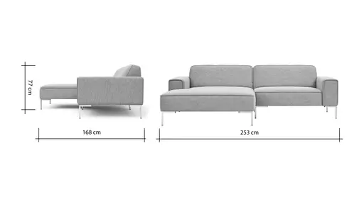 Ecksofa Morten - Longchair links, 1,5-Sitzer, Stoff, Grau-Beige