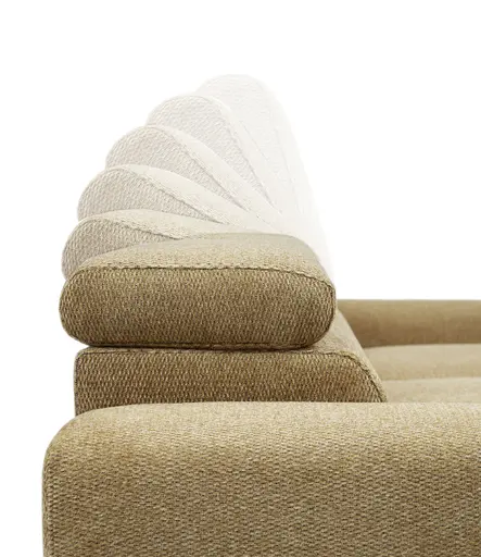 Ecksofa - 2-Sitzer mit Longchair rechts, Sitzvorzug motorisch, Kopfteil verstellbar, Stoff, Senfgelb