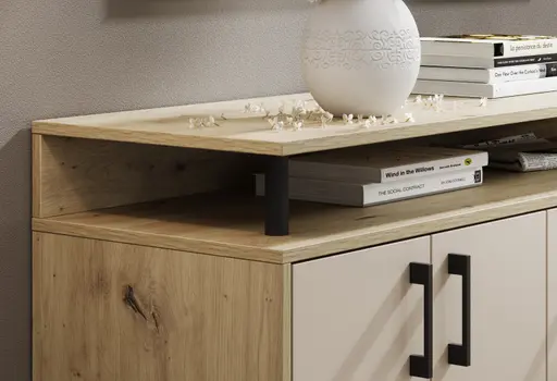 Highboard - B ca. 139 cm, Artisan Eiche Nachbildung, Kaschmir