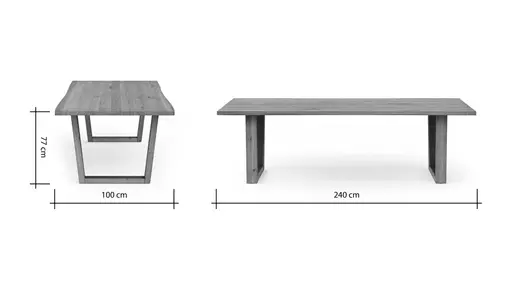 Esstisch Belfast - LB ca. 240x100 cm, Eiche massiv, mit Metalleinlage im Gestell