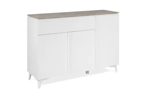 Kommode - B ca. 133 cm, Weiß, Sandstein Nachbildung