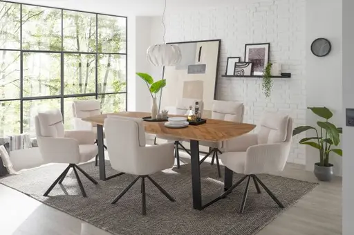 Armlehnstuhl - drehbar, Cord, Hellbeige