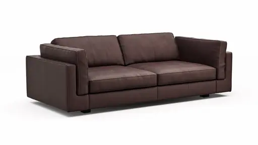 Sofa Aprino 3 - 3,5-Sitzer L, Dickleder, Dunkelbraun, Armlehne Kissen