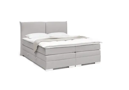 Boxspringbett SANDRIN L - Liegefläche ca. 200x200 cm, Stoff, Hellgrau, inkl. Stauraum