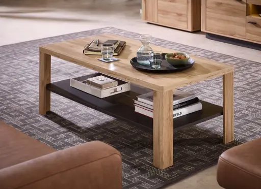 Couchtisch - LB ca. 120x60 cm, Eiche Nachbildung, Eiche dunkel Nachbildung