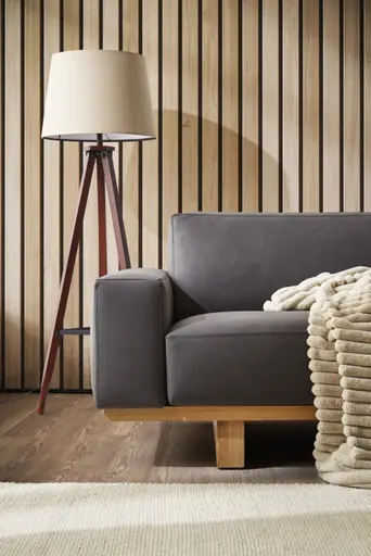 Sofa Anaheim - 3,5-Sitzer, Leder, Anthrazit