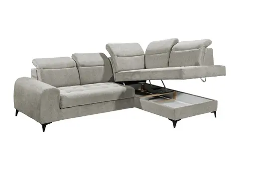 Ecksofa - 2-Sitzer, Ecke rechts inkl. Funktionen, Stoff, Taupe