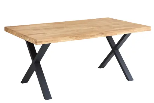 Esstisch - LB ca. 180x100 cm, Eiche massiv geölt, Schwarz