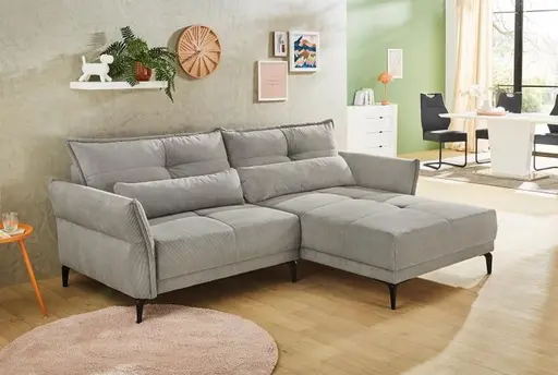 Ecksofa - 1,5-Sitzer, Ecke rechts, Stoff, Grau
