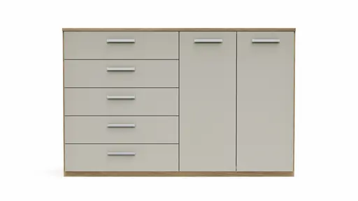 Kommode Viana - Balkeneiche furniert, Taupe