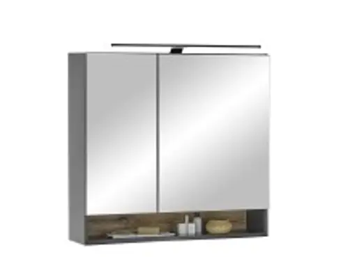 Spiegelschrank- B ca. 80 cm, Schwarz Matt, Spiegel