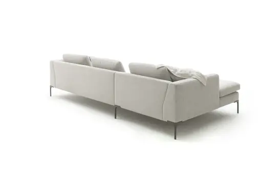 Ecksofa Lenni Style - Longchair links mit 2,5.Sitzer, Stoff, Hellgrau, luftige Kissen