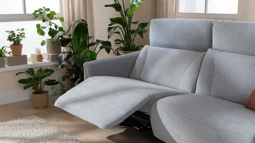 Sofa Nevin - 3-Sitzer, inkl. Relaxfunktion und Kopfteilverstellung (motorisch), Stoff, Silbergrau 