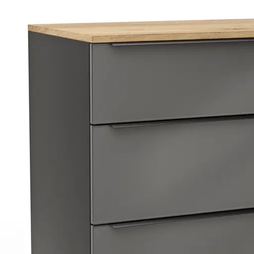 Kommode Colorado Beimöbel - BHT ca. 90x87x43 cm, Dunkelgrau, Griffe schwarz