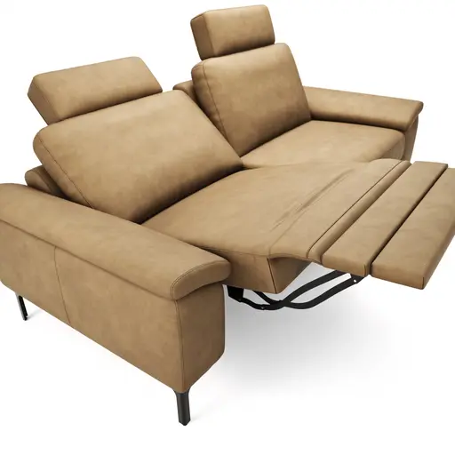  Sofa Anna - 3-Sitzer inkl. Relaxfunktion (motorisch), Kopfstützen, Leder, Cognac
