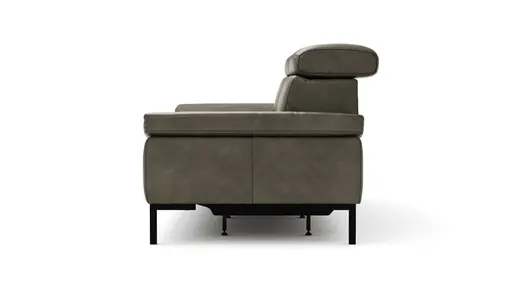 Sofa Hudson - 3-Sitzer, inkl. Relaxfunktion (motorisch) und Kopfteil/Armlehnen verstellbar, Leder, Braungrün