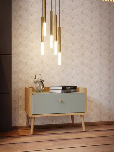 Nachtkonsole FIRELL- Eiche Dekor, Graugrün