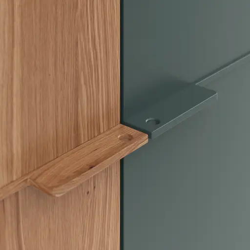 Drehtürenschrank Matera, B ca. 302, Ethno Eiche, Glas, blaugrün