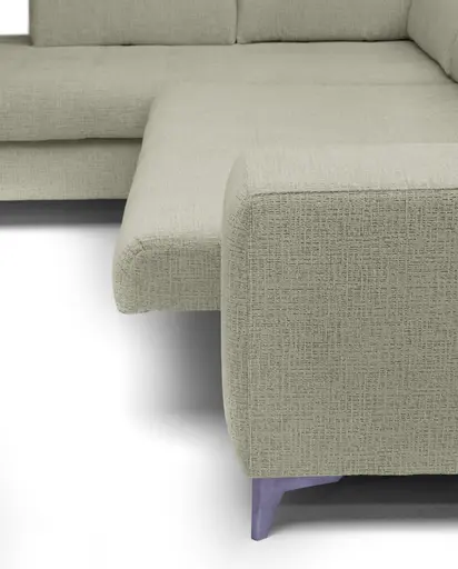 Ecksofa - Ecke links mit 2-Sitzer, Kopfteil verstellbar, Sitztiefe verstellbar motorisch, Stoff, Perlmutt